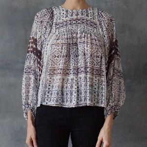 Ulla Johnson Belen Silk Long Sleeve Snow Size OS